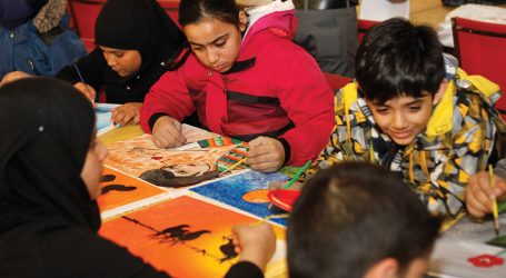 Syrian children painting for charity